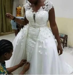 image-African Mermaid Detachable Lace Mermaid Wedding Dress