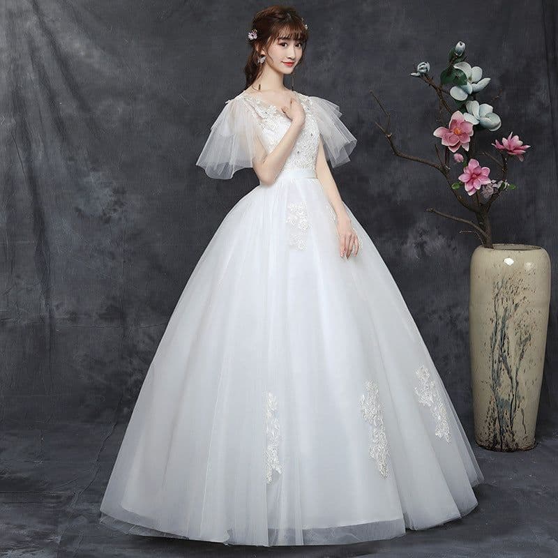 image-Large Size Wedding Dress Fat Bride Married Master Wedding Dress Was Thin And Simple Studio Covering Arms