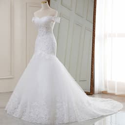 image-High Waist White Temperament Dream Lace Mid-waist Long Tail V-neck Wedding Dress