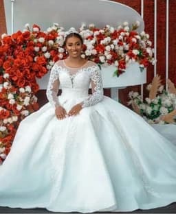 image-Ball Gown Wedding Dress Long Sleeves Bridal Gown