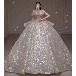 image-One-shoulder High-quality Long Trailing Heavy Industry Retro Wedding Dress