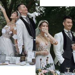 image-Lace V-neck Summer Couple Photo Shoot Travel Wedding Dress