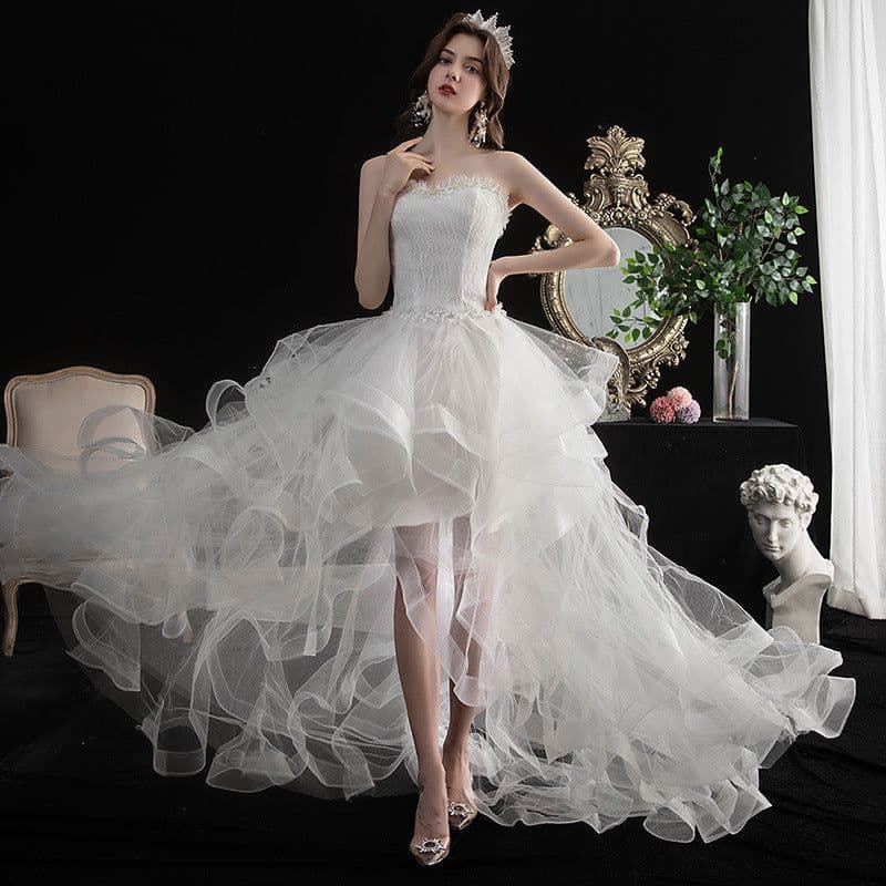 image-Short Front And Back Length Small Trailing Wedding Dress