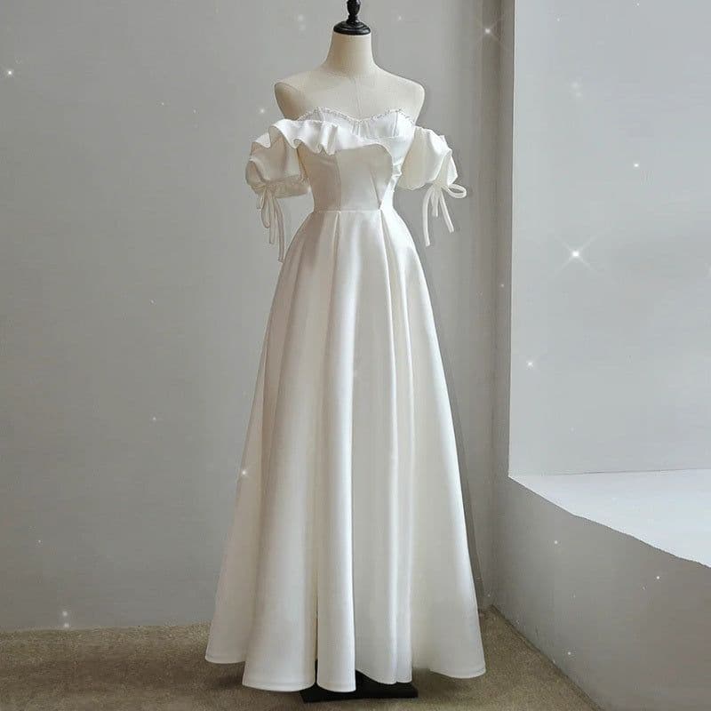 image-Satin Light Wedding Dress Bride French Super Fairy