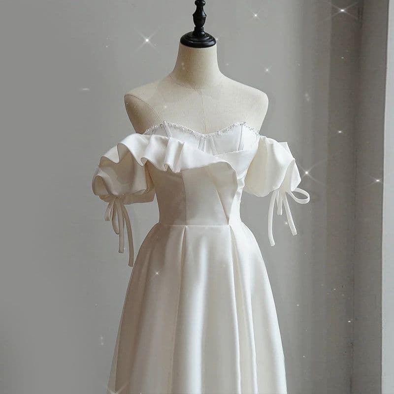 image-Satin Light Wedding Dress Bride French Super Fairy