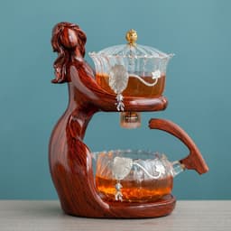 image-Maid Semi-automatic Tea Set Tea Making Kungfu Teapot Automatic Tea Set Heat-resistant Glass Holder Base Tea Infusers Tea Ware