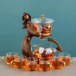 image-Maid Semi-automatic Tea Set Tea Making Kungfu Teapot Automatic Tea Set Heat-resistant Glass Holder Base Tea Infusers Tea Ware