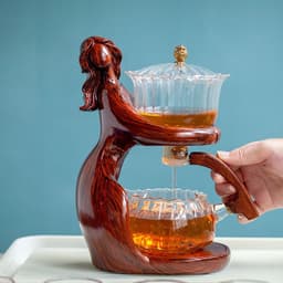 image-Maid Semi-automatic Tea Set Tea Making Kungfu Teapot Automatic Tea Set Heat-resistant Glass Holder Base Tea Infusers Tea Ware