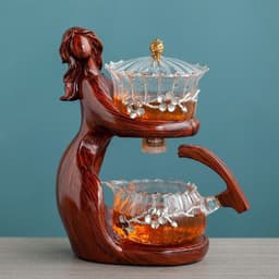image-Maid Semi-automatic Tea Set Tea Making Kungfu Teapot Automatic Tea Set Heat-resistant Glass Holder Base Tea Infusers Tea Ware