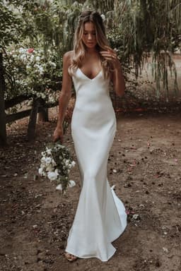 image-Little White Evening Gown With Train Brigade Shot Long Dress