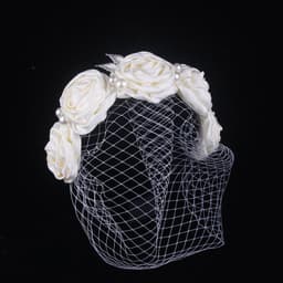 image-Bridal Large Flower Satin Veil Hair Hoop Headdress Wedding Dress With Accessories