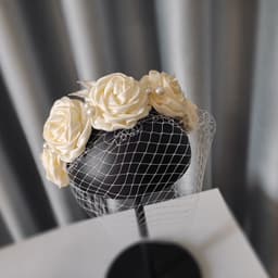 image-Bridal Large Flower Satin Veil Hair Hoop Headdress Wedding Dress With Accessories