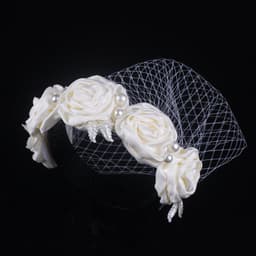 image-Bridal Large Flower Satin Veil Hair Hoop Headdress Wedding Dress With Accessories