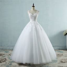 image-High Waist Wedding Dress With Deep V-neck