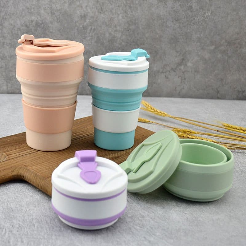 image-Kitchen Gadgets Folding Cup Collapsible Mug With Cover Coffee Travel Outdoors Portable Water Drinking Tea Cups