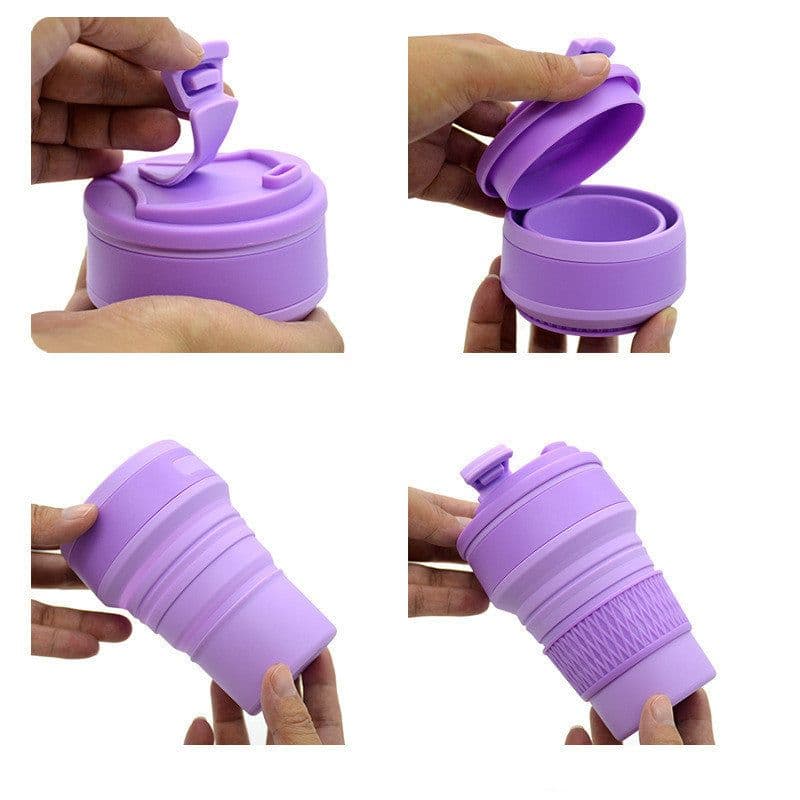 image-Kitchen Gadgets Folding Cup Collapsible Mug With Cover Coffee Travel Outdoors Portable Water Drinking Tea Cups
