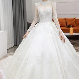 image-Long Sleeve French Vintage Light Wedding Dress Bride