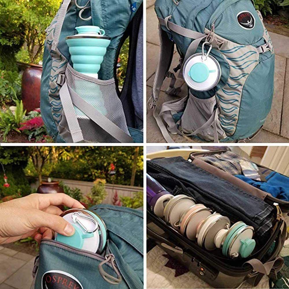 image-500ML Silicone Water Bottle Cup Foldable Leak Proof Portable Sports Travel Water Bottles For Outdoor Travel Gym Hiking Reuseable Kitchen Gadgets