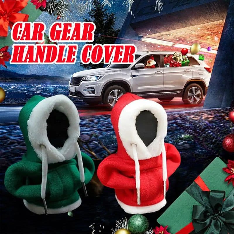 image-Christmas Hoodie Car Gearshift Cover Christmas Decor Gearshift Hoodie Car Gearshift Knob Cover Manual Handle Gear Change Lever Cover