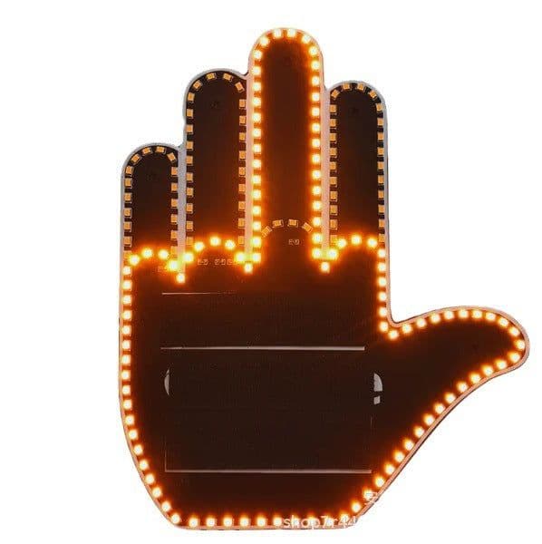 image-Funny New LED Illuminated Gesture Light Car Finger Light With Remote Road Rage Signs Middle Finger Gesture Light Hand Lamp