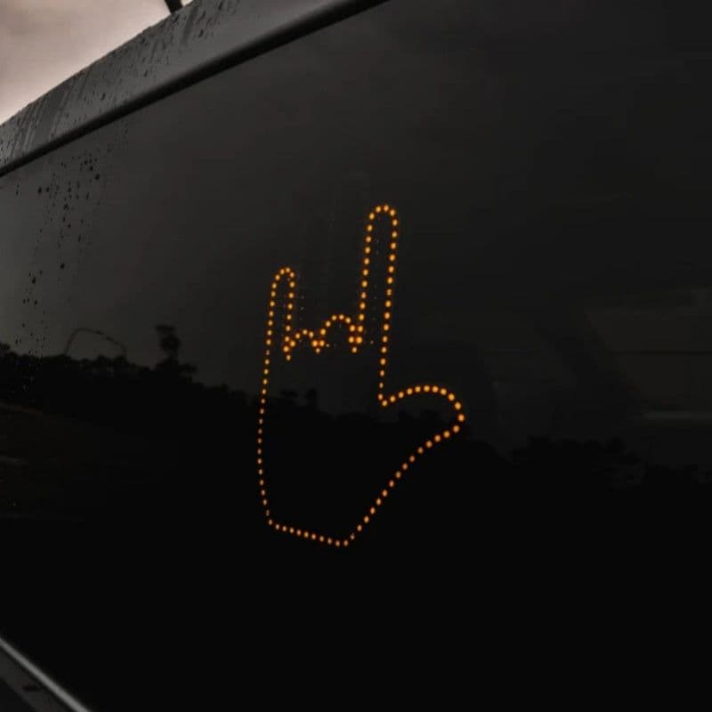 image-Funny New LED Illuminated Gesture Light Car Finger Light With Remote Road Rage Signs Middle Finger Gesture Light Hand Lamp