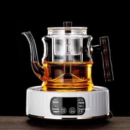 image-Glass Teapot High Temperature And Thickening Kettle Automatic Tea Steamer Home Kettle Electric Pottery Stove Bamboo Pot