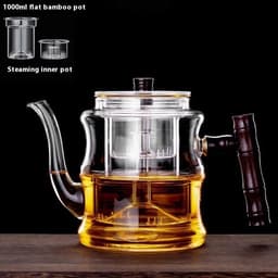 image-Glass Teapot High Temperature And Thickening Kettle Automatic Tea Steamer Home Kettle Electric Pottery Stove Bamboo Pot