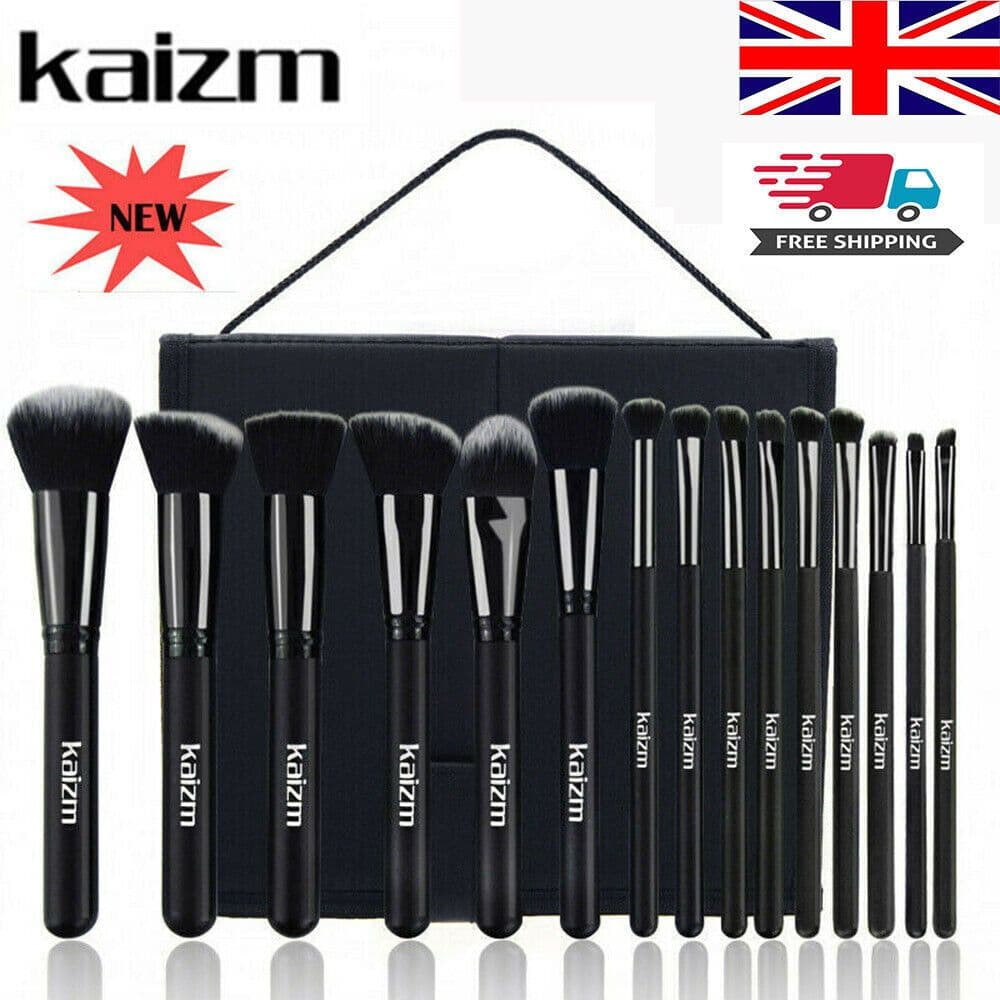 image-15Pcs Black Make Up Brushes Woman Set With Bag Foundation Eyeliner Eyeshadow