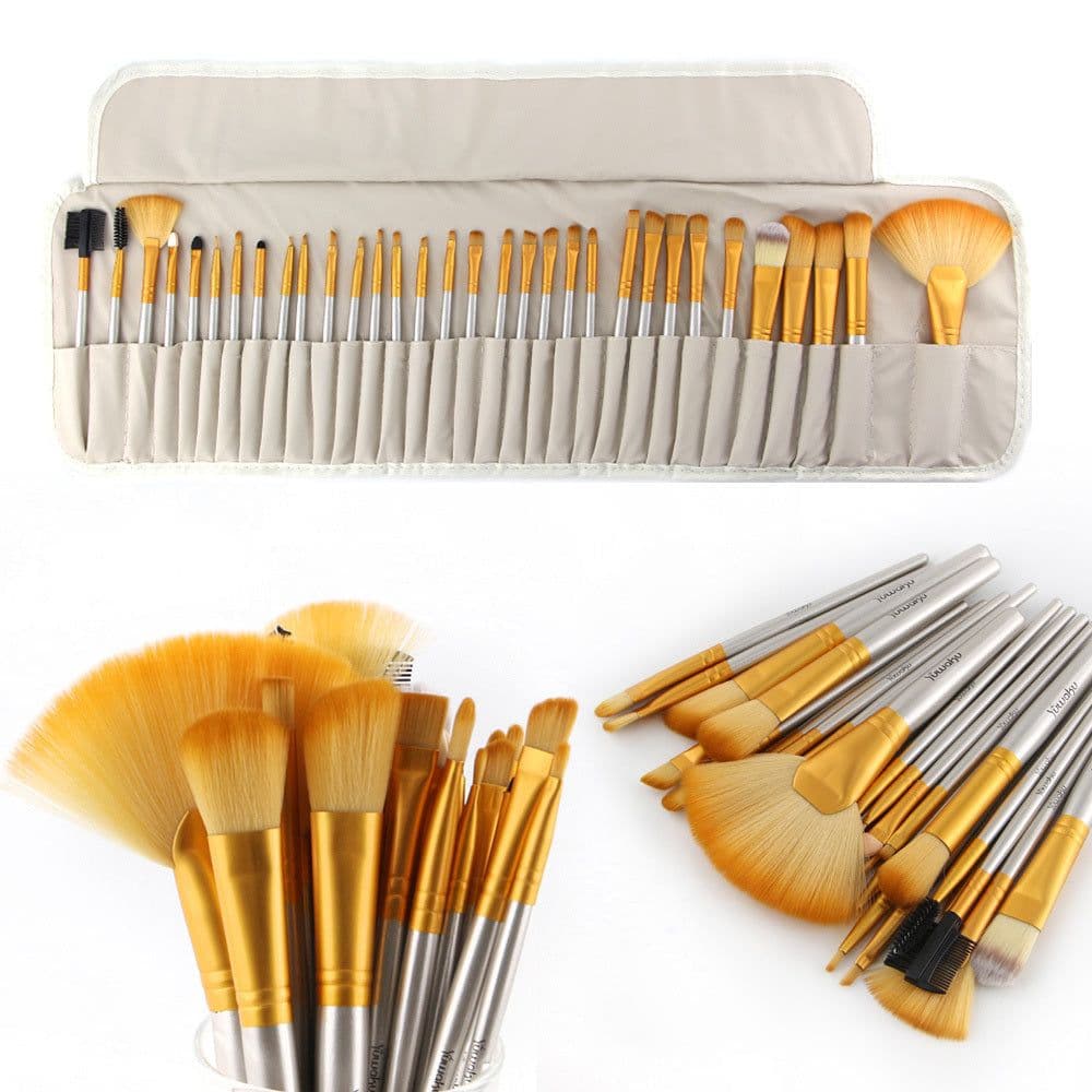 image-32Pcs Makeup Brushes Pouch Set Blending Powder Puff Professional Cosmetics Tools