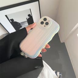 image-Laser Wave Silicone Phone Case Gradient Laser Stripes Bracelet Case For IPhone 14 13 12 11 Pro Max Plus Bead Chain