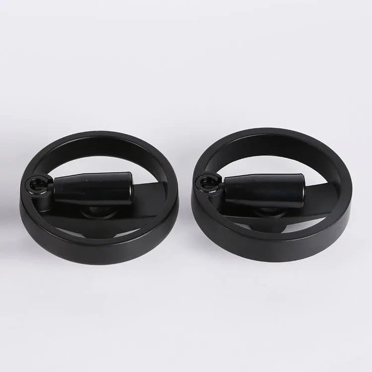 image-Foldable Handle Aluminum Alloy Machine Tool Hand Wheel Round Double Spoke Rotating Hand Wheel