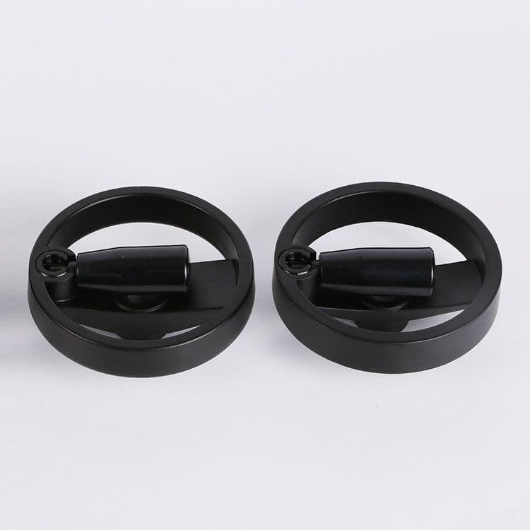 image-Foldable Handle Aluminum Alloy Machine Tool Hand Wheel Round Double Spoke Rotating Hand Wheel