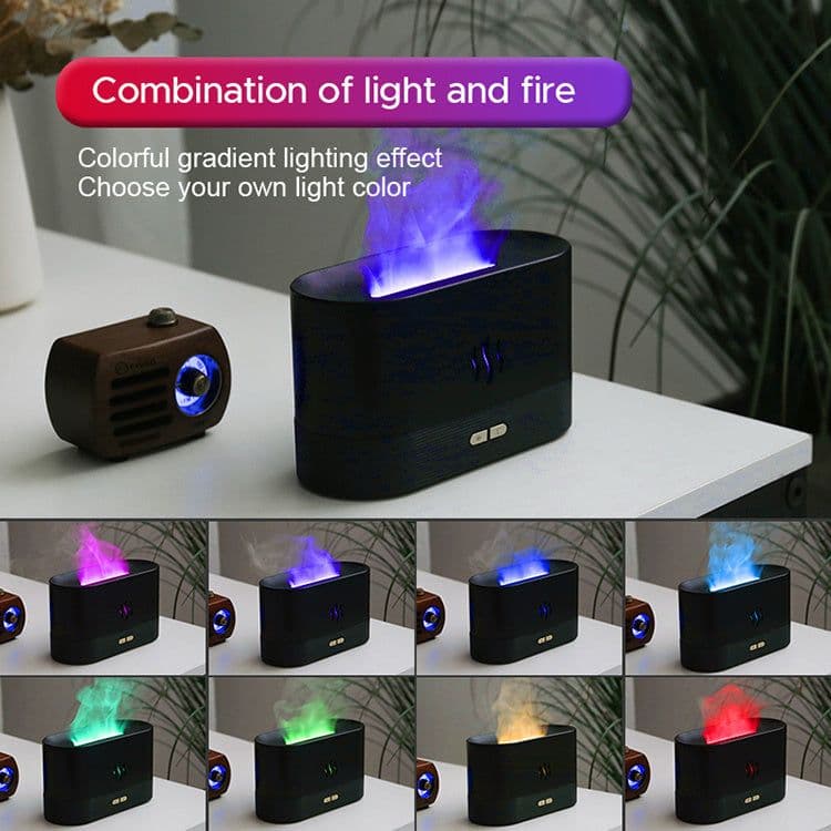 image-2022 Best Selling USB Ultrasonic Flame Humidifier Led RGB Colorful Essential Oil Fire Flame Aroma Diffuser