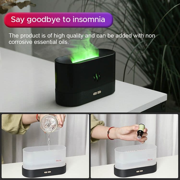 image-2022 Best Selling USB Ultrasonic Flame Humidifier Led RGB Colorful Essential Oil Fire Flame Aroma Diffuser