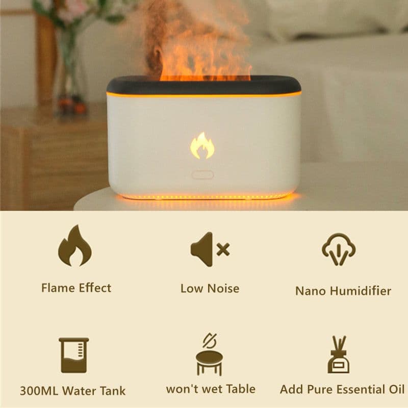 image-Drop Shipping 3D Flame Humidifier 300ML Ultrasonic Flame Aroma Diffuser Essential Oil Diffuser Top Sell