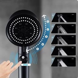 image-Five-color Wind Turbine Shower Head 56 Speed Water Silicone Shower Head