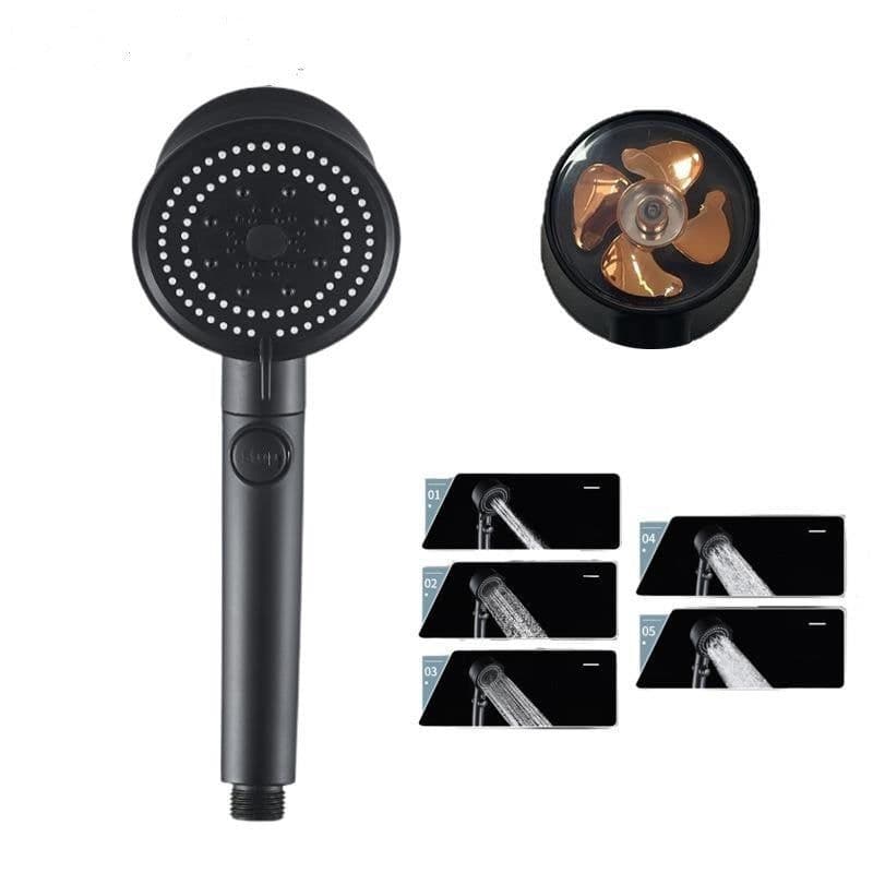 image-Five-color Wind Turbine Shower Head 56 Speed Water Silicone Shower Head