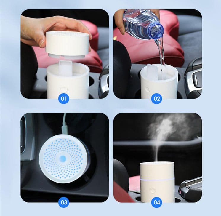 image-Dropshipping Car Diffuser Aroma Ultrasonic Water Mist Humidifier Lighting Oils Diffuser Car Aroma Diffuer Humidifier