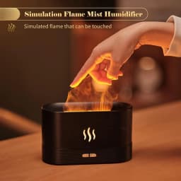 image-Flame Air Diffuser Humidifier,Upgraded Scent Diffuser For Essential Oils,Ultrasonic Aromatherapy,Fire Mist Humidi With 2 Brightness,Auto-Off Function For Room Home Office