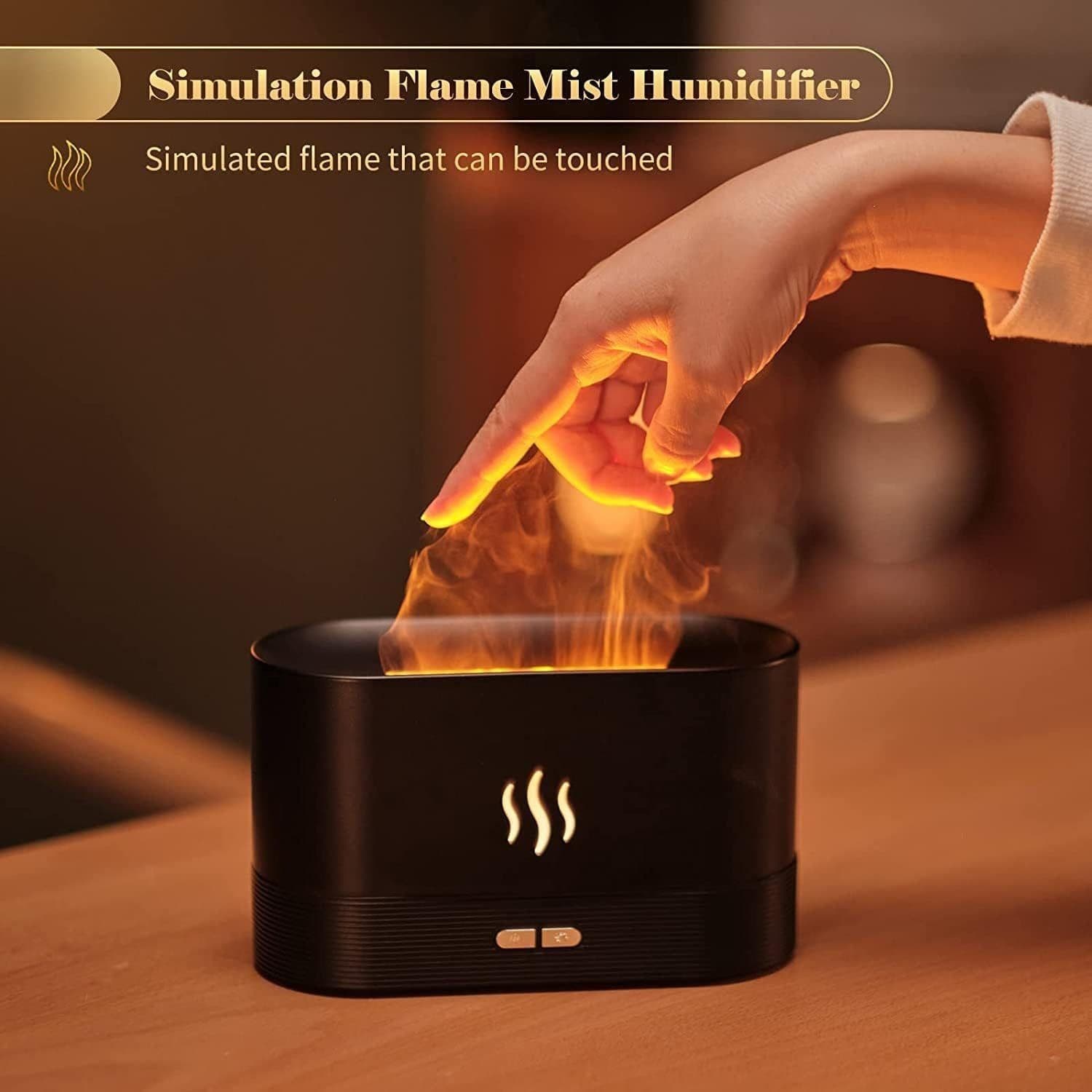 image-Flame Air Diffuser Humidifier,Upgraded Scent Diffuser For Essential Oils,Ultrasonic Aromatherapy,Fire Mist Humidi With 2 Brightness,Auto-Off Function For Room Home Office
