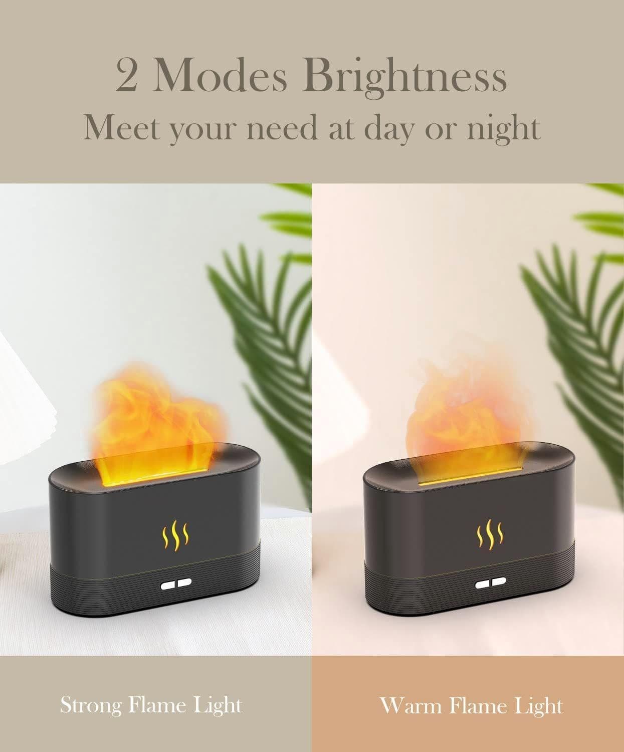 image-Flame Air Diffuser Humidifier,Upgraded Scent Diffuser For Essential Oils,Ultrasonic Aromatherapy,Fire Mist Humidi With 2 Brightness,Auto-Off Function For Room Home Office
