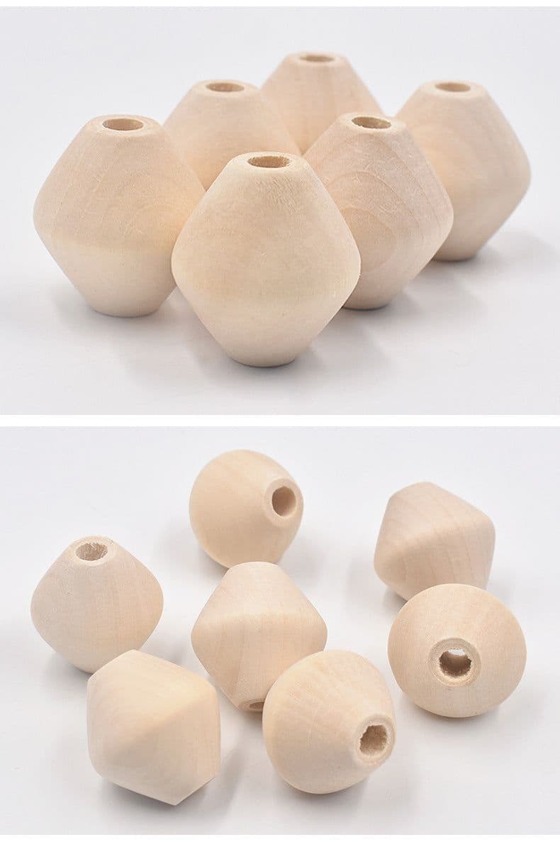 image-DIY Ornament Accessories Large Hole Rhombus Wooden Bead Tassel Bag Accessories Wooden