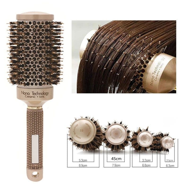 image-Hair Comb Brush Nano Hairbrush Ceramic Ion Round Barrel Comb Hairdressing Hair Salon Styling Tool