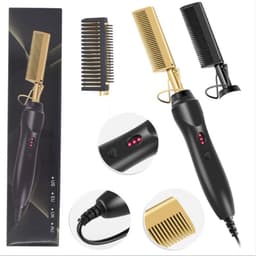 image-Electric Straight Hair Curling Comb Dry Wet Dual Purpose Copper Comb