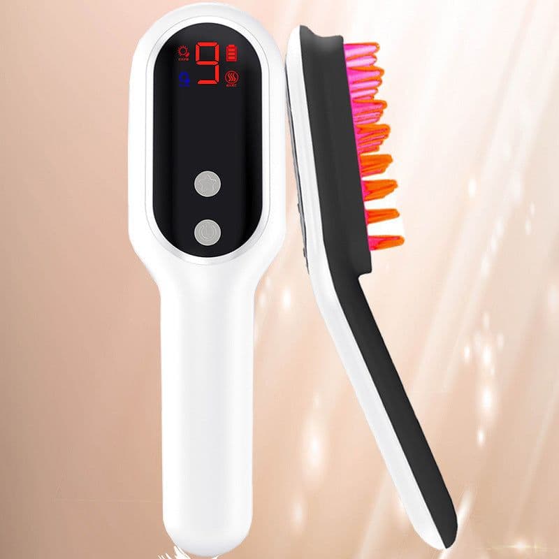 image-Electric Head Massager Magnetic Therapy Hair Growth Comb Blue Red Light Scalp Massage Brush Relieve Fatigue Pressure LED Display