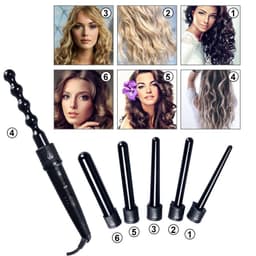 image-Multifunction Fast Heating Hair Curler 6in1 Interchangeable Ceramic Hair Styling Crimper Curling Roll Wand Hair Curler Iron Sets