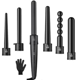 image-Multifunction Fast Heating Hair Curler 6in1 Interchangeable Ceramic Hair Styling Crimper Curling Roll Wand Hair Curler Iron Sets