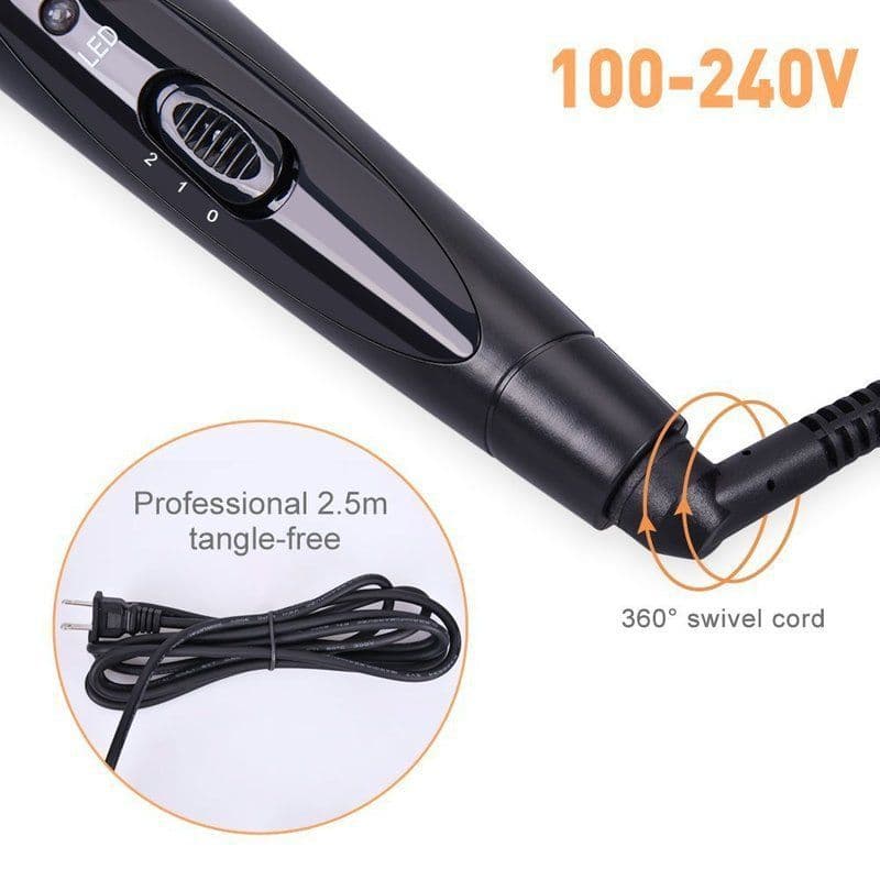 image-Multifunction Fast Heating Hair Curler 6in1 Interchangeable Ceramic Hair Styling Crimper Curling Roll Wand Hair Curler Iron Sets