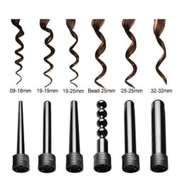 image-Multifunction Fast Heating Hair Curler 6in1 Interchangeable Ceramic Hair Styling Crimper Curling Roll Wand Hair Curler Iron Sets
