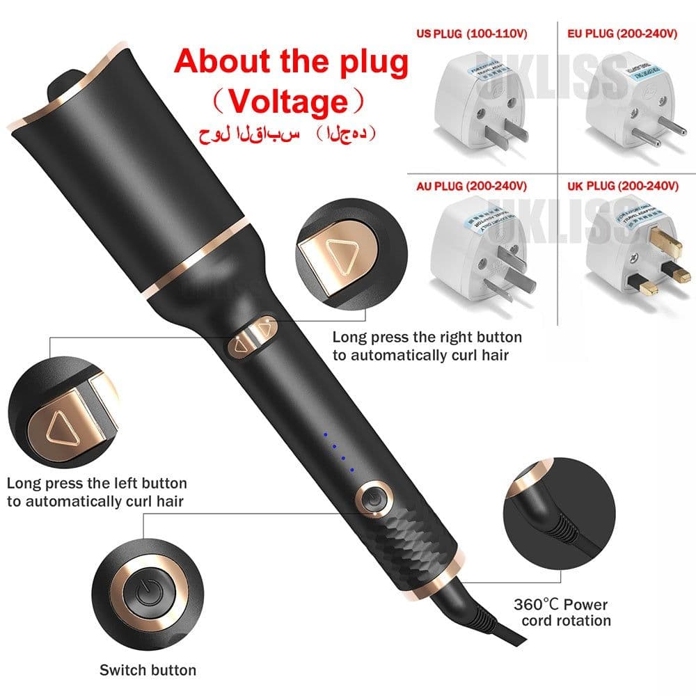 image-Automatic Curling Iron Air Curling Flat Iron Magic Wand Wave Styling Automatic Rotating Curling Wand Salon Styling